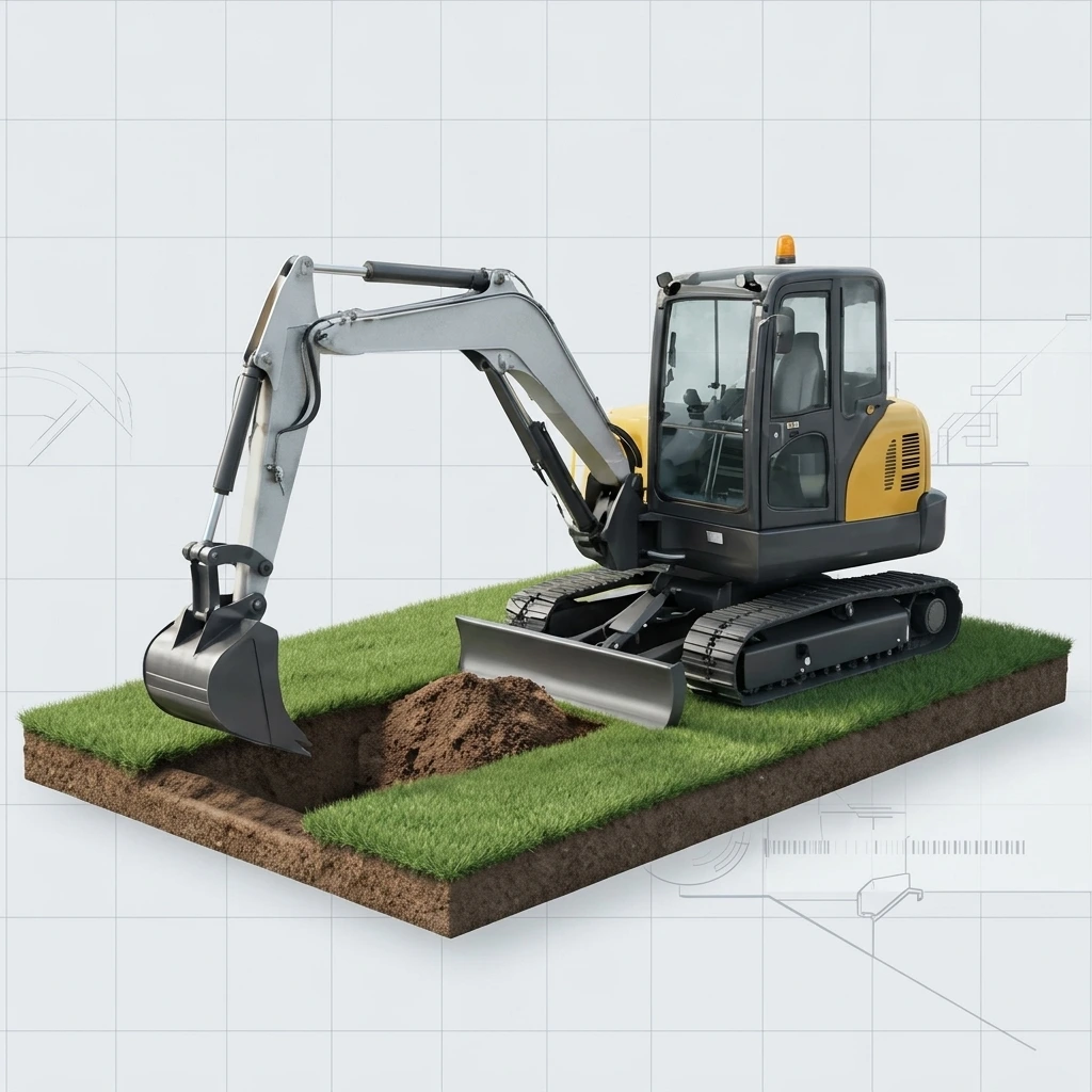 Custom Work Isometric Track Excavator Trenching