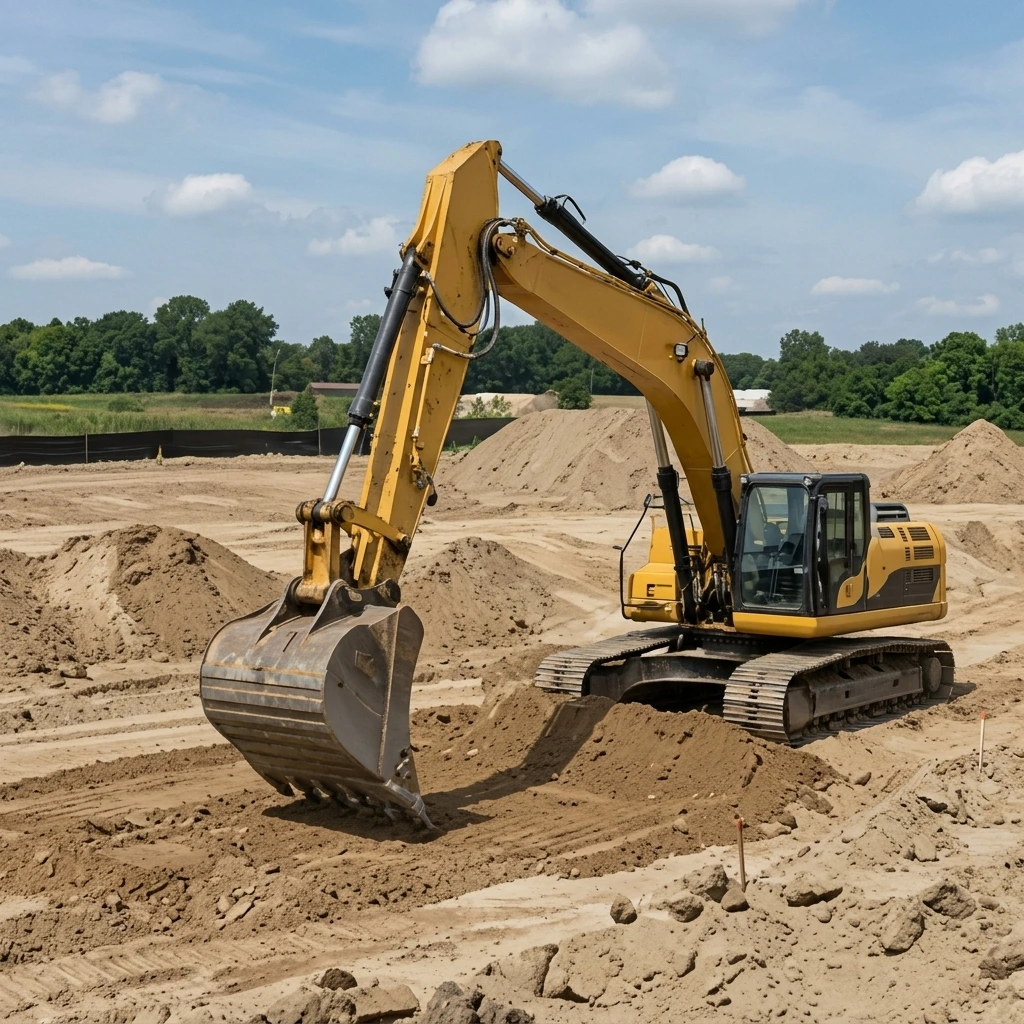 Heavy Track Excavator Trenching