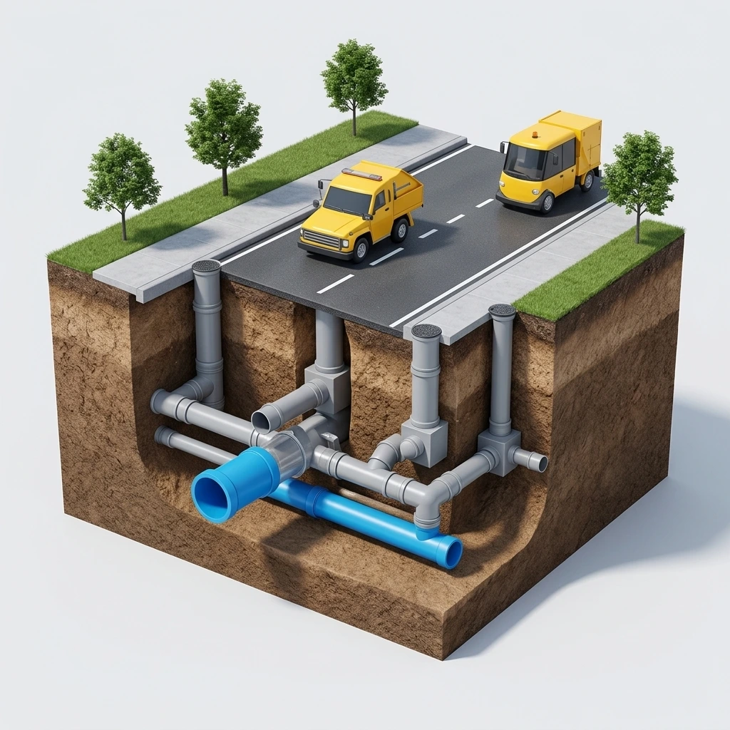 Underground Stormwater Culverts and Utility Cross-Section